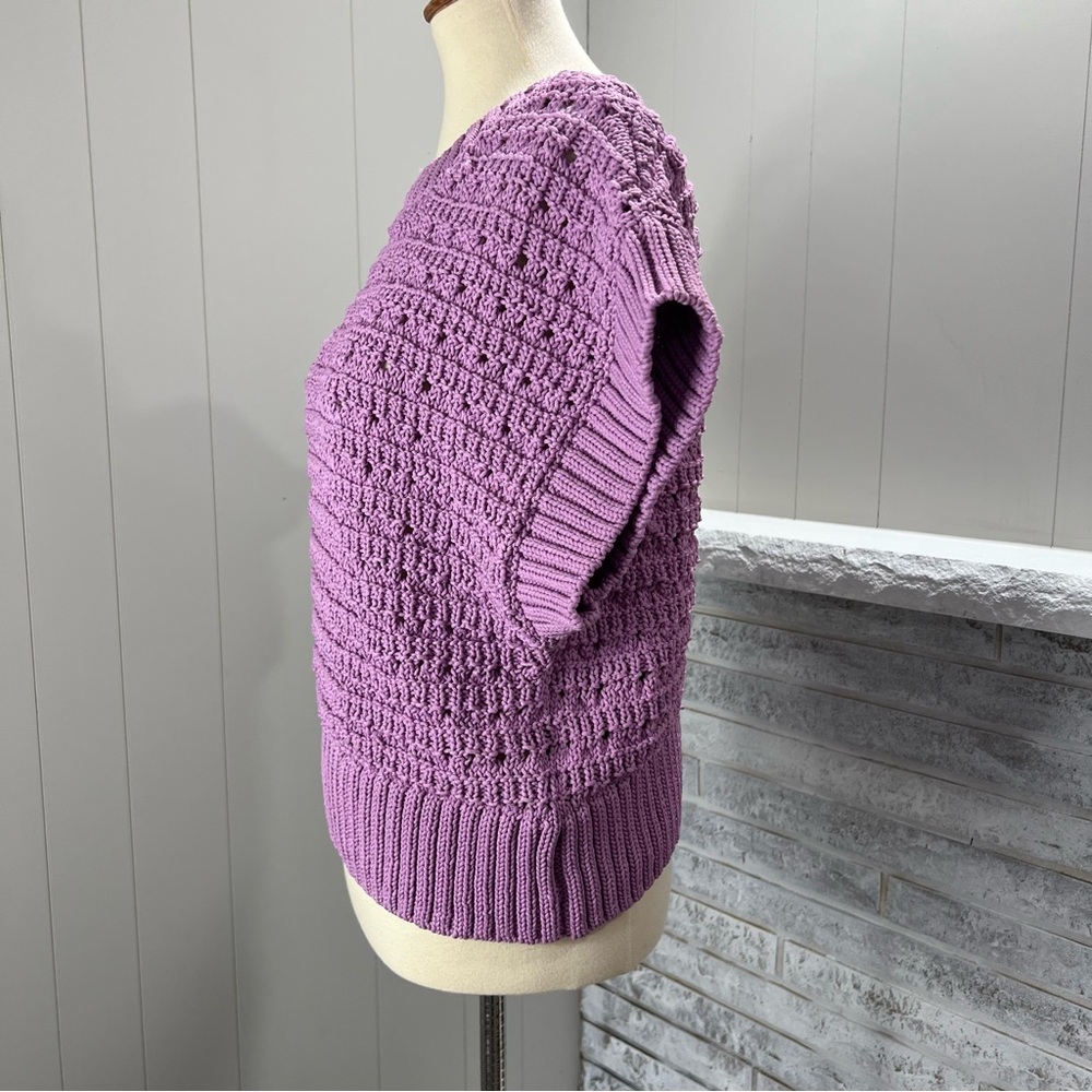 Varley Fillmore Twisted Knit Crewneck Relaxed Fit  Smokey Grape Sweater S NWT - Picture 3 of 6